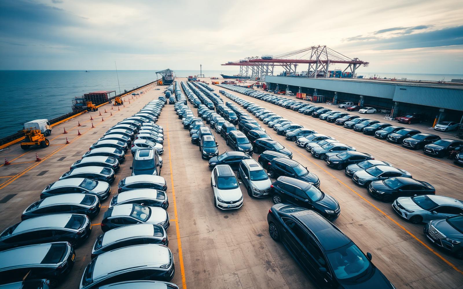 Cars at export port